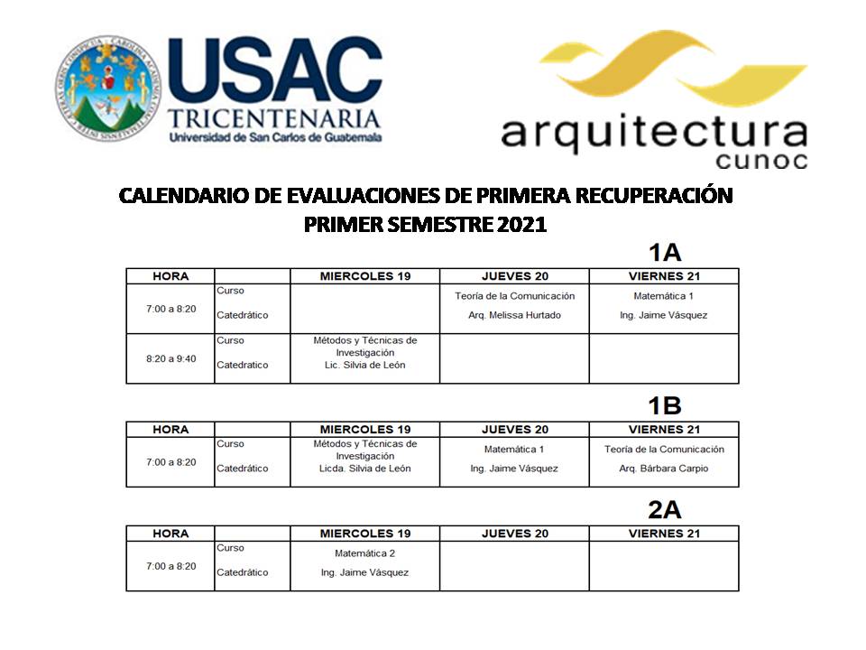 Calendario de Exámenes de Primera Recuperación 2021-1 (1)